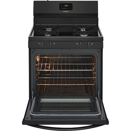 Frigidaire 30-in. Gas Freestanding Manual Clean Range with 5 cu. ft. Oven and Storage Drawer - Black FCRG3015AB